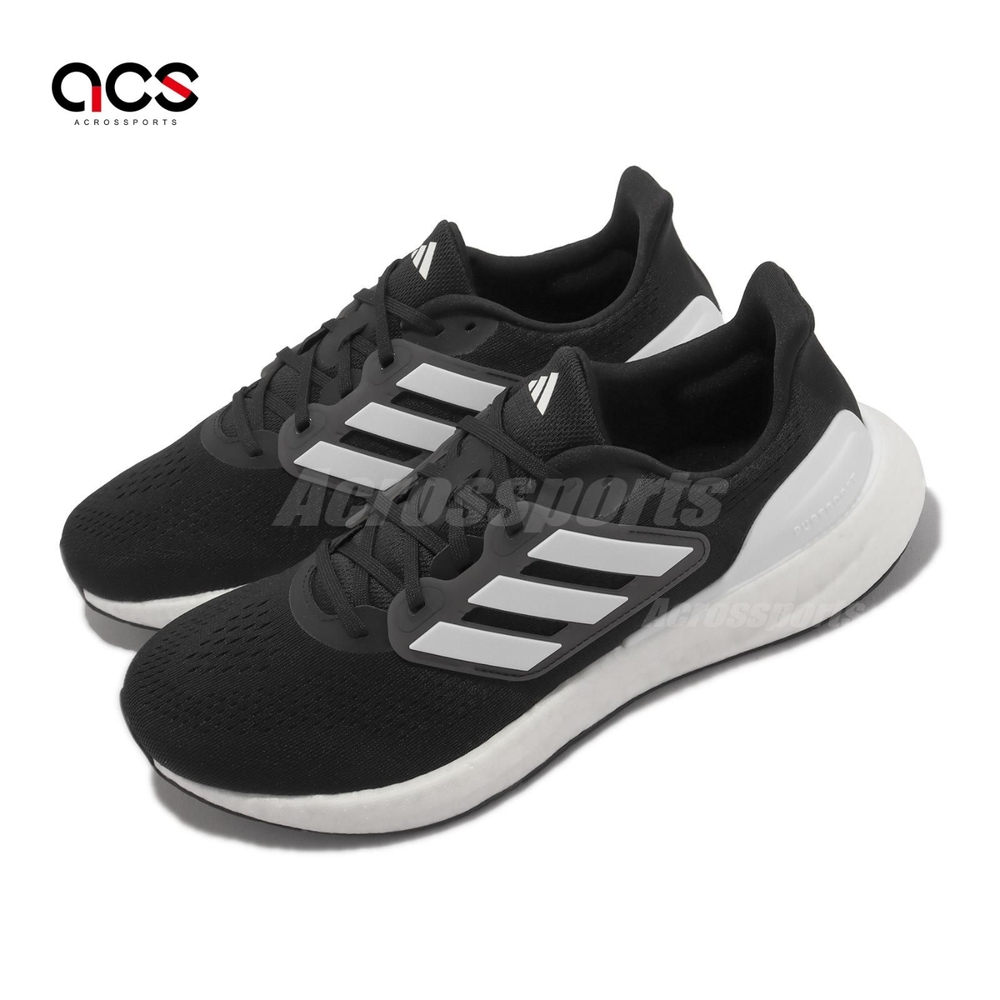 adidas 慢跑鞋 Pureboost 23 寬楦 男鞋 黑 白 緩震 運動鞋 環保材質 路跑 愛迪達 IF4839