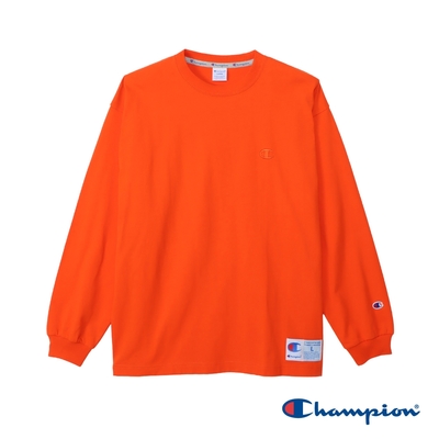Champion 官方直營-純棉AS 寬版刺繡長袖TEE-男(橘色)