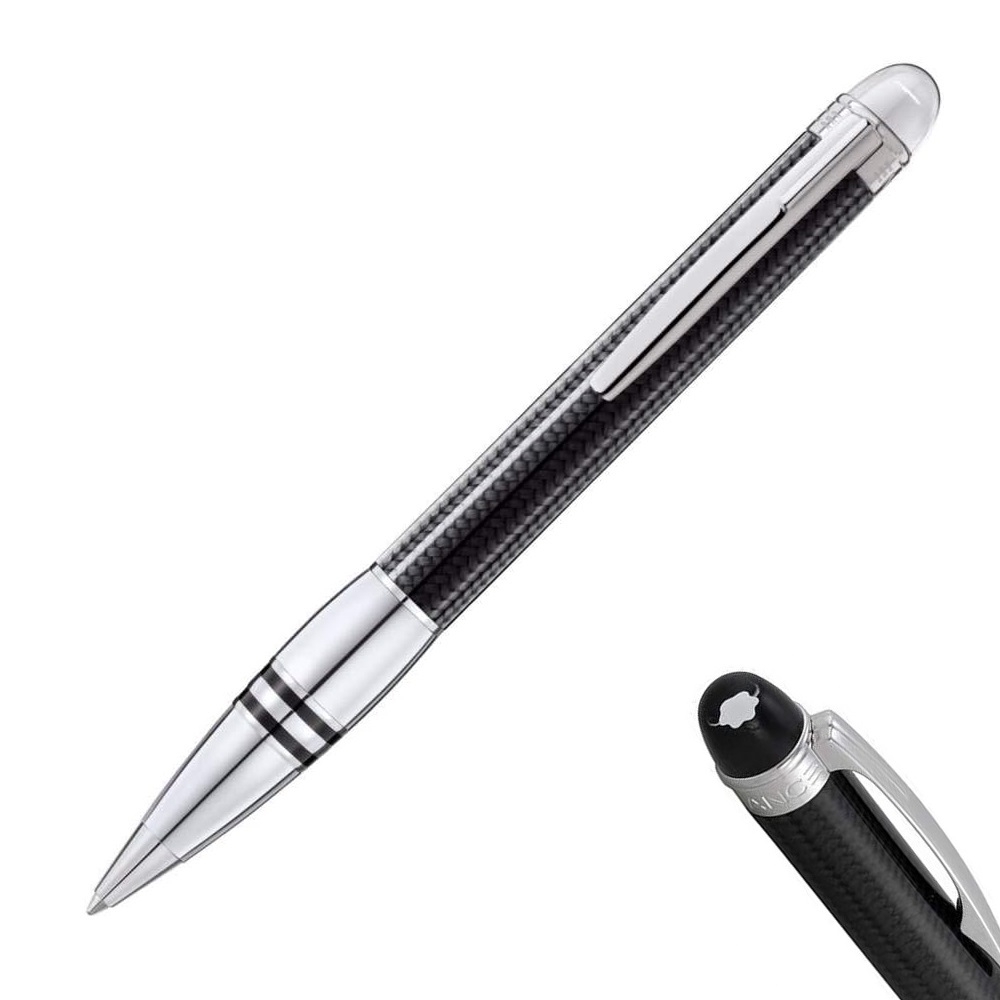 MONTBLANC 萬寶龍 飄浮系列 炭纖不鏽鋼白夾原子筆-灰黑色