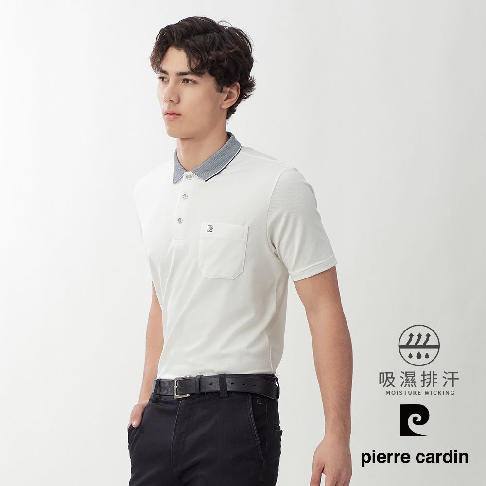 Pierre Cardin皮爾卡登 網路獨家 男款 休閒百搭吸濕排汗短袖POLO衫(多款任選) (B款-白色)