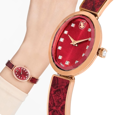 SWAROVSKI 施華洛世奇 Crystal Rock Oval 龍年限定腕錶 女錶 手錶 禮物-紅色 女錶-5675998