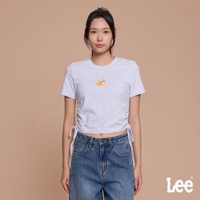 Lee 女款 下擺抽繩短版短袖圓領TEE 麻花灰/深藍色 LB602079348 LB602079735