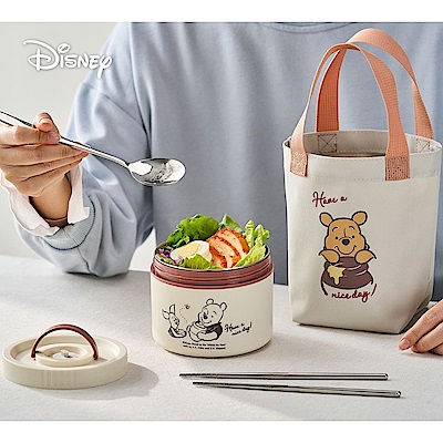 【SENSE LAB·好感製所】Disney 迪士尼 光禾內304不銹鋼餐盒提袋4件組700ml(304湯匙+筷子/提袋/彩色禮盒)