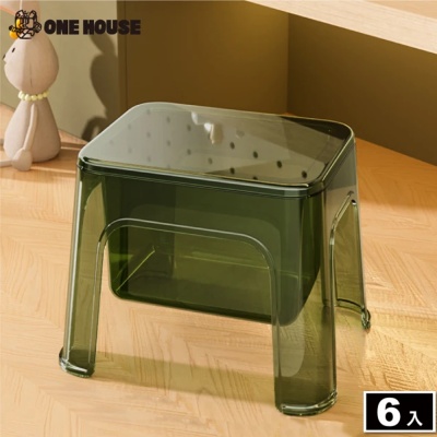 【ONE HOUSE】簡雅晶透兩用收納凳 椅子 椅凳(6入)