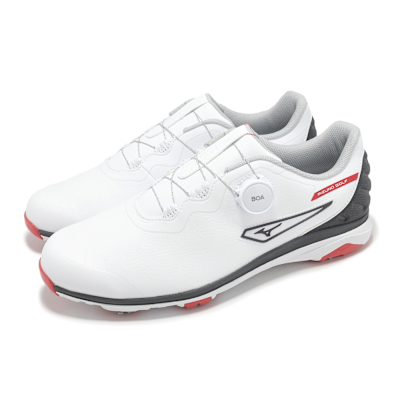 Mizuno 高爾夫球鞋 Nexlite Ultrawide Boa 5E 男鞋 超寬楦 白黑 旋鈕 皮革 美津濃 51GQ2420-91