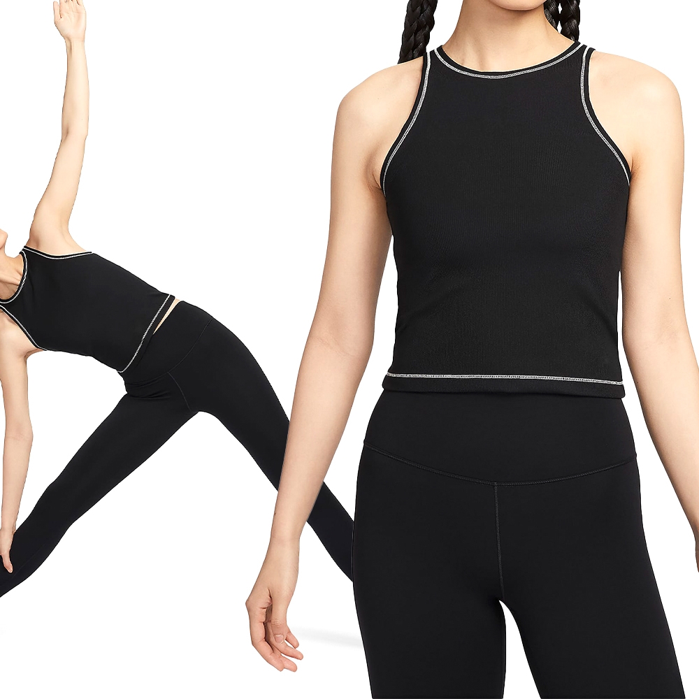 Nike One Fitted 女款 黑色 運動 貼身 短版 羅紋 背心 FN3078-010