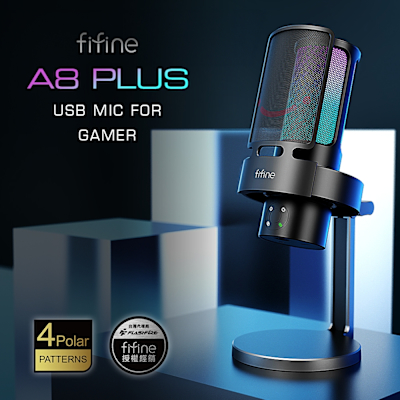 FIFINE A8 PLUS 電容式麥克風 RGB光效