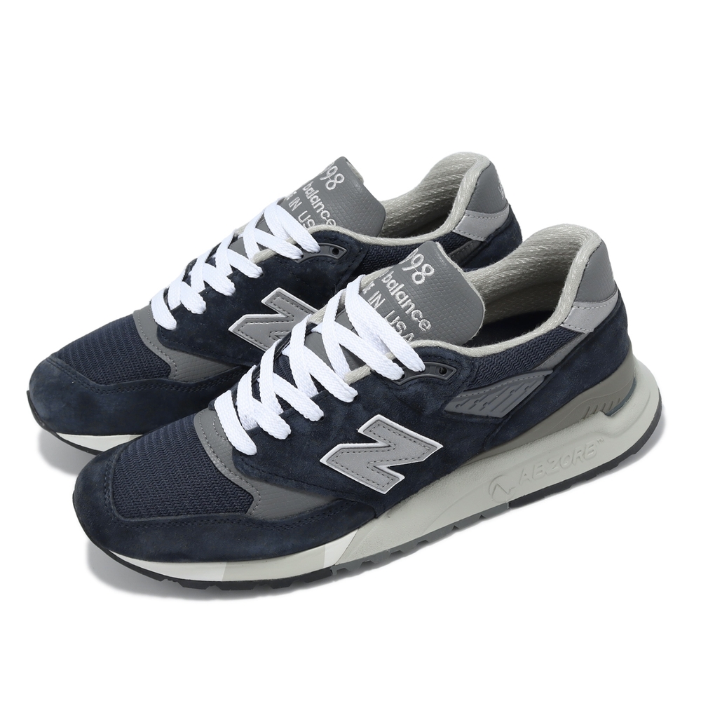 New Balance 休閒鞋998 男鞋海軍藍銀緩震麂皮皮革美製NB 經典U998NV-D