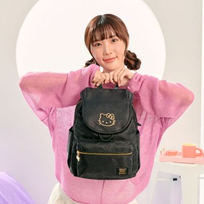 【Hello Kitty】金緻凱蒂-翻蓋後背包-黑 KT03M01BK