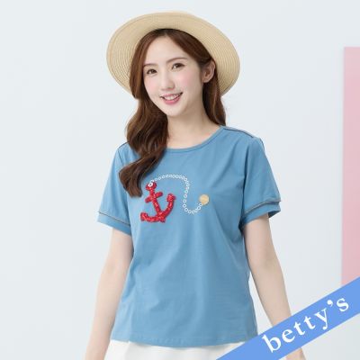 betty’s貝蒂思　立體海錨亮片圓領T-shirt(藍色)