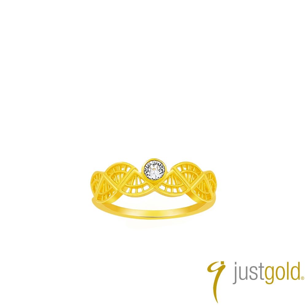【Just Gold 鎮金店】藝綻 Linea Bloom 黃金戒指