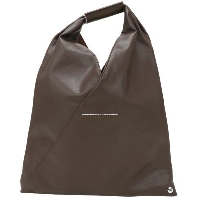 MM6 MAISON MARGIELA Japanese 小款 壓紋牛皮三角托特包(咖啡色)
