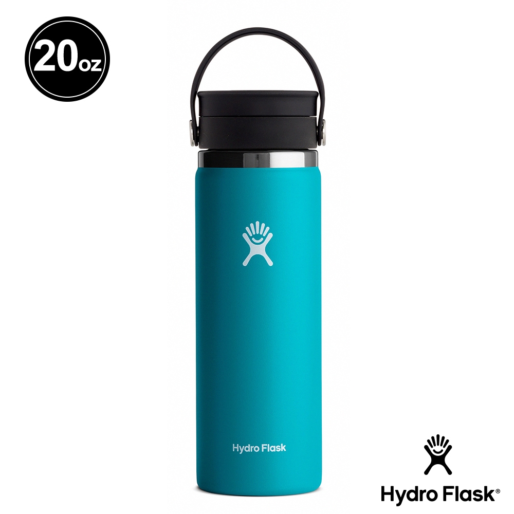 Hydro Flask 官方旗艦 20oz/591ml 寬口旋轉咖啡蓋保溫瓶 湖水藍
