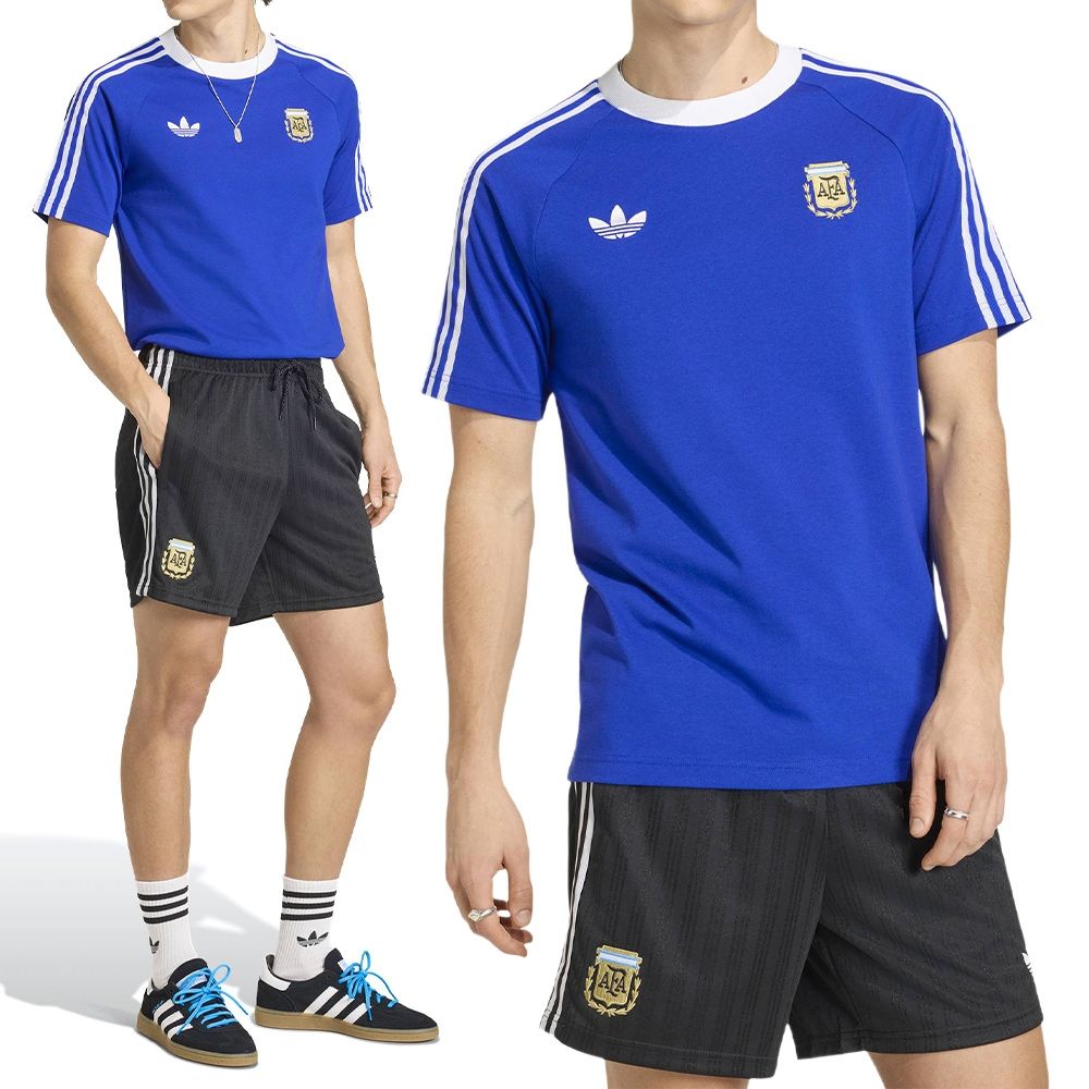Adidas AFA OG Tee Aop 男款藍色世界盃阿根廷上衣棉質世足印花針織短袖
