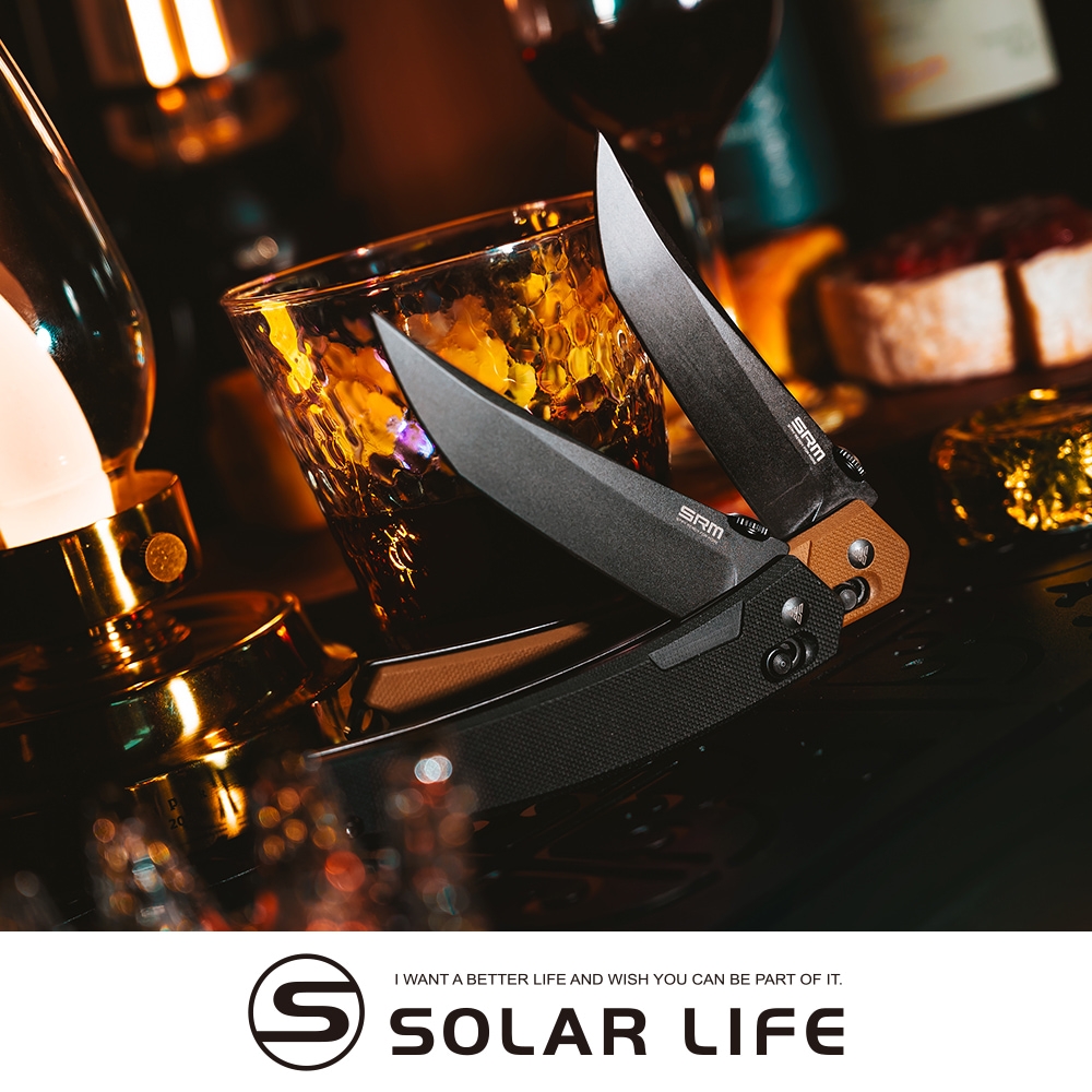 SRM Tanto 黑刃折刀/軸鎖G10柄/8Cr13MoV鋼/9211-GB/GW.不鏽鋼折