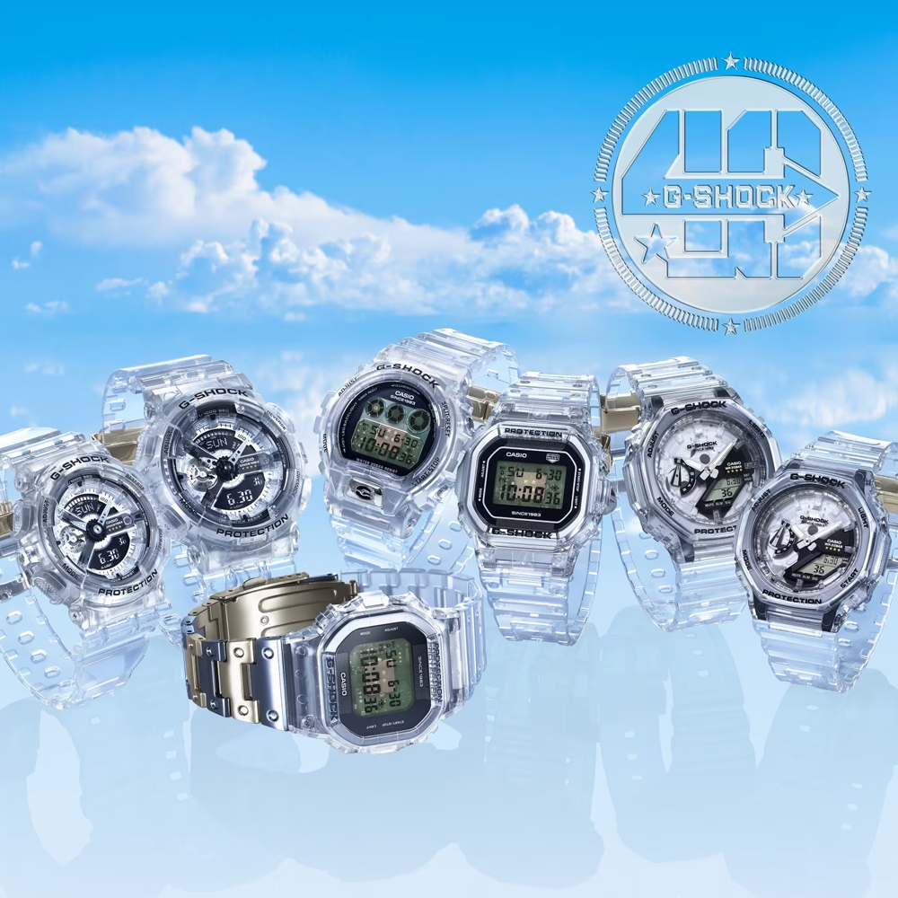 CASIO 卡西歐G-SHOCK 40周年Clear Remix 透明錶殼按鈕小圓雙顯錶