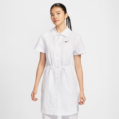 NIKE 洋裝 短袖上衣 女 防潑水 AS W NSW EVRYTHNG WVN SS MINI 白 HJ1145-100