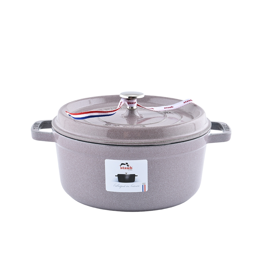 Staub 圓形鑄鐵鍋24cm 3.7L 櫻花粉法國製湯鍋燉鍋(電磁爐IH爐可用