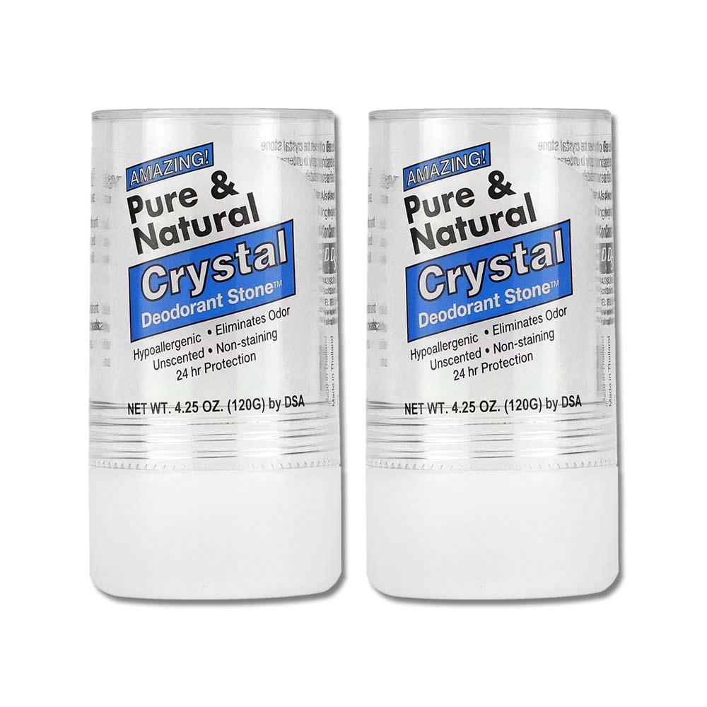 (2條超值組)美國DSA-Pure&Natural長效淨味約24小時礦物鹽固體水晶除臭棒-無香藍標120g/大條(去腳臭體香石,運動異味消臭石,全天乾爽體香膏)