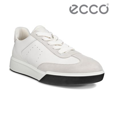 ECCO STREET COURT M 街頭球鞋系列真皮運動休閒鞋 男鞋 灰白色/白色