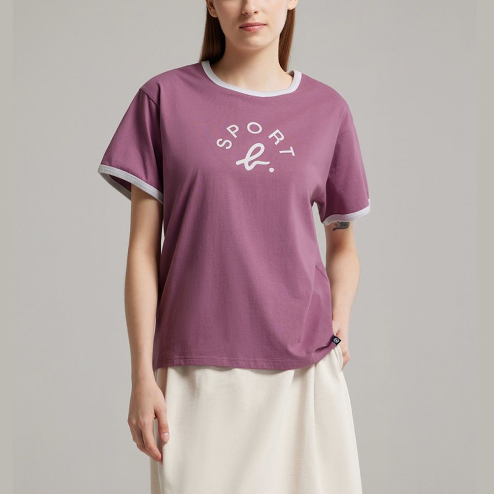 agnes b.Sport b. 女裝 logo圖案短袖 多款 (羅紋領口logo(粉紫))