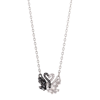 SWAROVSKI施華洛世奇 Swan 雙色天鵝水晶項鍊