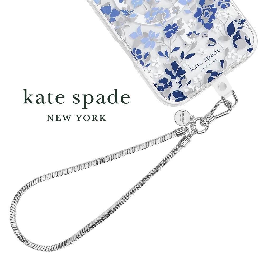 【kate spade】精品手機掛鍊 銀色