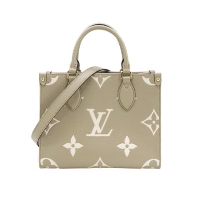 LOUIS VUITTON路易威登 Louis Vuitton LV路易威登 展示品 OnTheGo PM 牛皮手提二用包(M45779-斑鳩灰)