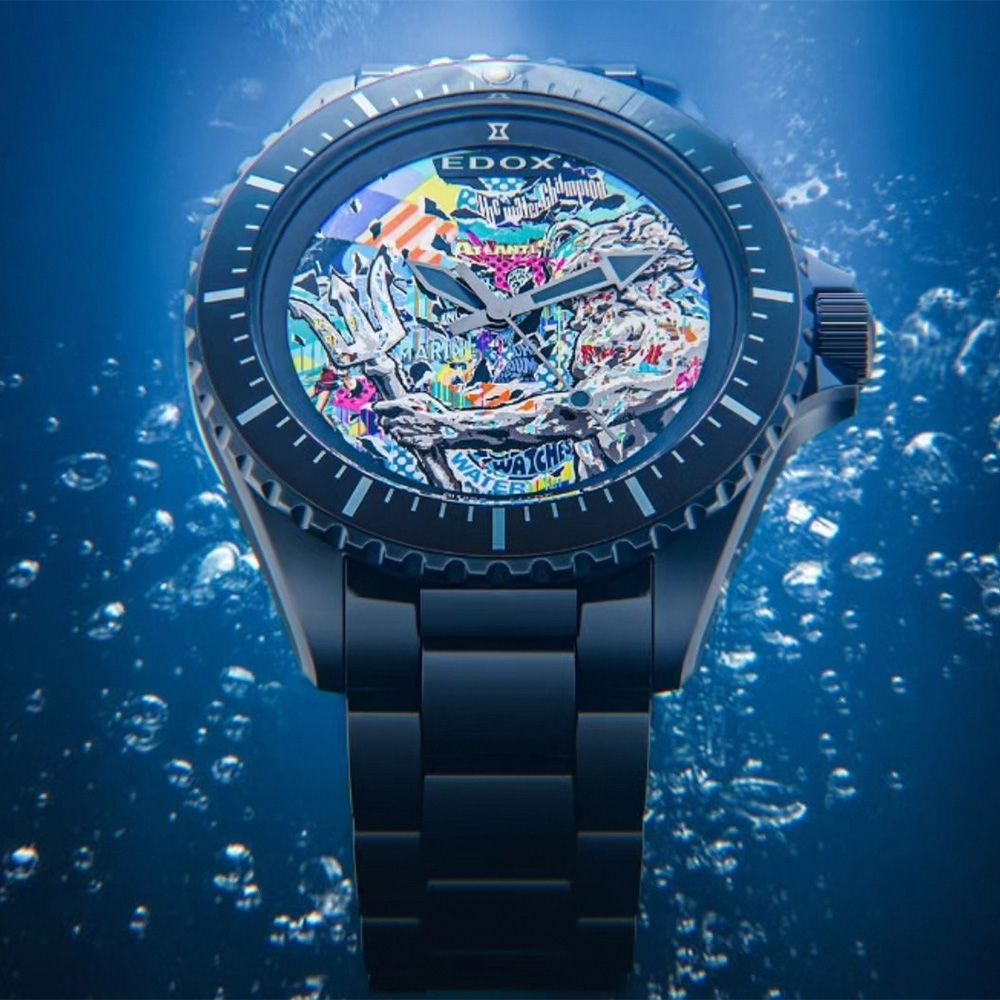 EDOX 伊度 Pop Neptunian 海神 藍眼淚 限量 300米潛水機械錶 開學換新季 送禮推薦-黑 E80141.37NM.BONA