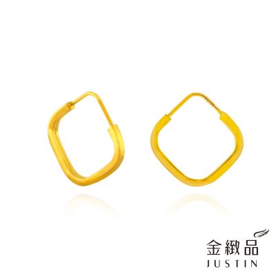 金緻品 黃金圈耳環 簡約方菱 0.29錢 5G工藝