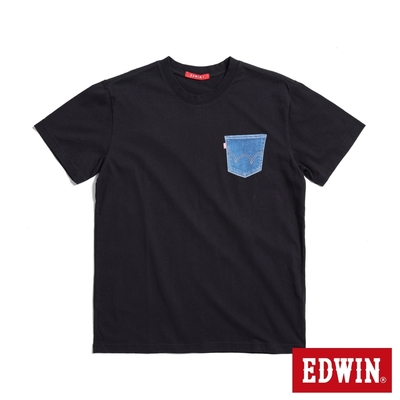 EDWIN 男裝 人氣復刻款 印花貼口袋短袖T恤-黑色