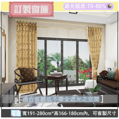 【宜欣居傢飾】維多利亞花園-雙面緹花遮光窗簾(金黃)W191-280*H166-180cm以內*2片