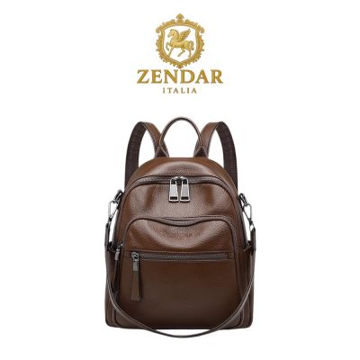 【ZENDAR】台灣總代理 限量1折 頂級超柔軟小牛皮後背包 佩樂系列 全新專櫃展示品(咖啡色)