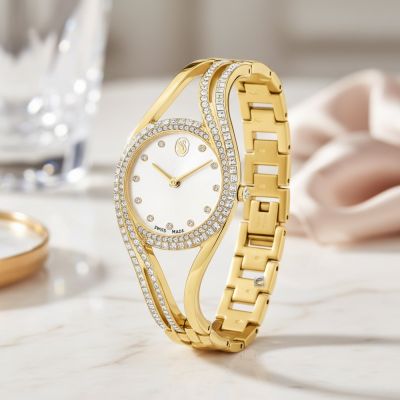 SWAROVSKI 施華洛世奇 Hyperbola 手鐲式腕錶-28mm金色 5754534