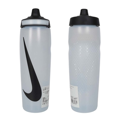 NIKE REFUEL 瓶蓋擠壓水壺 24 OZ-慢跑 登山 單車 N100766612524 霧白黑