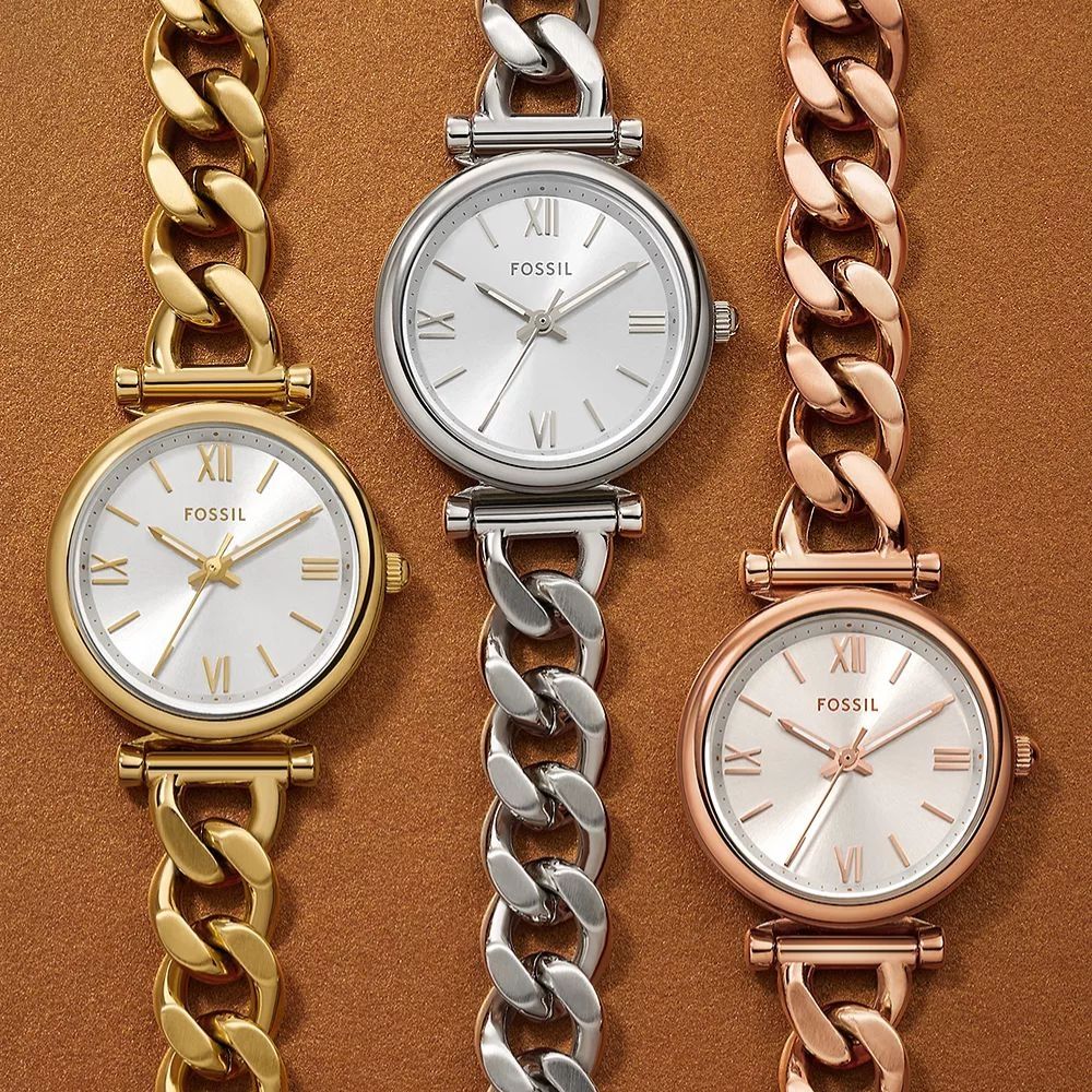 FOSSIL Carlie 優雅玫瑰金羅馬時刻手鍊女錶