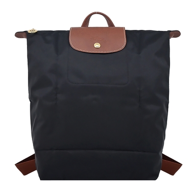 LONGCHAMP LE PLIAGE系列再生尼龍摺疊後背包(中/黑)