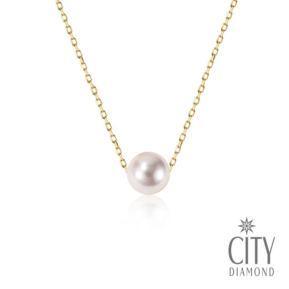 【City Diamond 引雅】網路獨家 10K 日本AKOYA珍珠6.5mm 黃K金 項鍊 (東京Yuki系列)