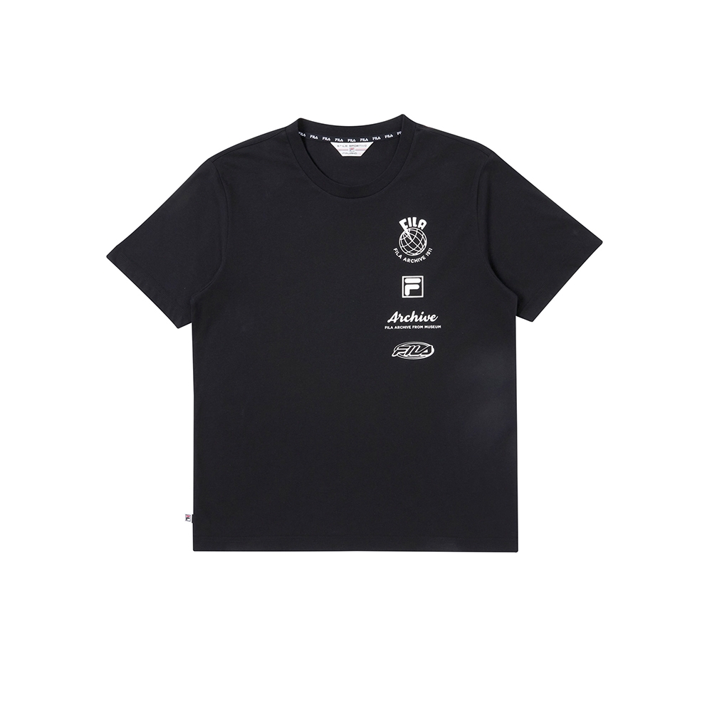 FILA 男吸濕排汗短袖圓領T恤-黑色 1TEZ-1461-BK