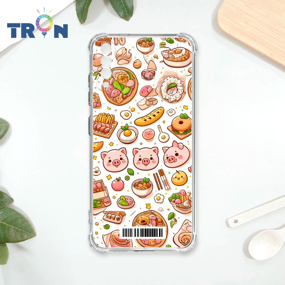 TRON 三星 A70 小豬與食物系列 四角防摔載具殼 軟殼 手機殼