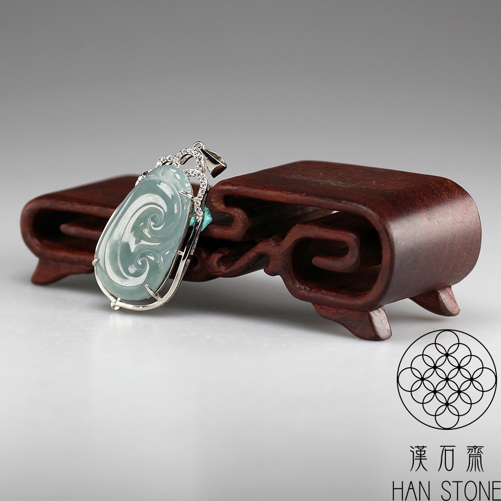 漢石齋】天然A貨冰種藍水翡翠如意玉佩吊墜(18*33*6mm) | 漢石齋| Yahoo