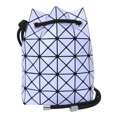 ISSEY MIYAKE  BAOBAO 皮質幾何方格可拉束肩斜背包(薰衣紫)亮面