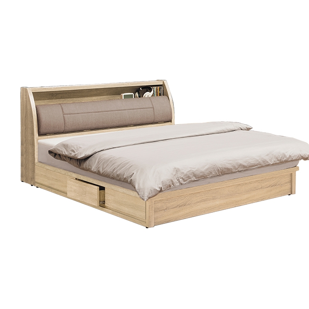 柏蒂家居-瑞莎5尺雙人床組(床頭箱+抽屜床底/不含床墊)