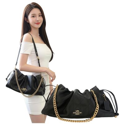 COACH FAYE 單肩雲朵黑色衍縫皮革手提側肩背大包