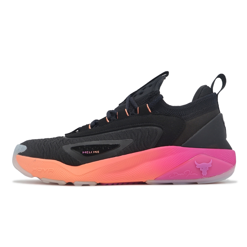 Under Armour 訓練鞋Project Rock 7 男鞋黑粉漸層緩衝穩定多功能巨石強