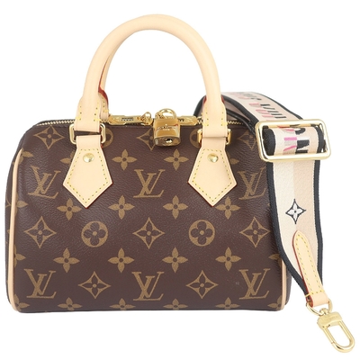 LOUIS VUITTON路易威登 Louis Vuitton LV路易威登 M46234 Monogram 老花帆布黑色刺繡肩帶肩背/手提波士頓包
