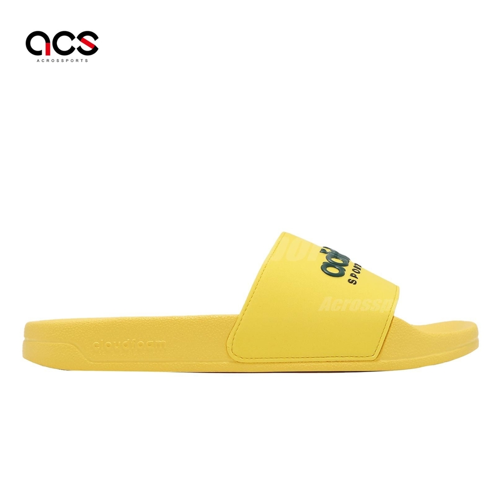 adidas 拖鞋Adilette Shower 男鞋女鞋黃綠緩衝一片拖涼拖鞋愛迪達
