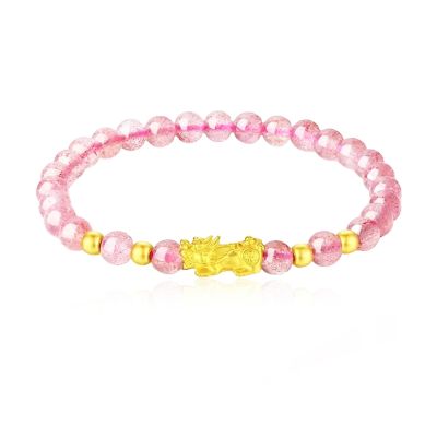 【Prisme Gold】黃金手鍊 9999純金綴飾 粉珠手鍊 多款 (金重：約0.05錢±0.02)