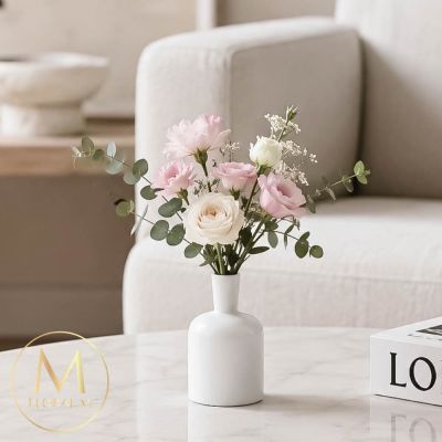 【Floral M】法式奶油陶瓷凱拉小花瓶(花瓶/插花/玻璃瓶/花器/花盆/陶瓷花瓶/桌面擺飾/居家裝飾)