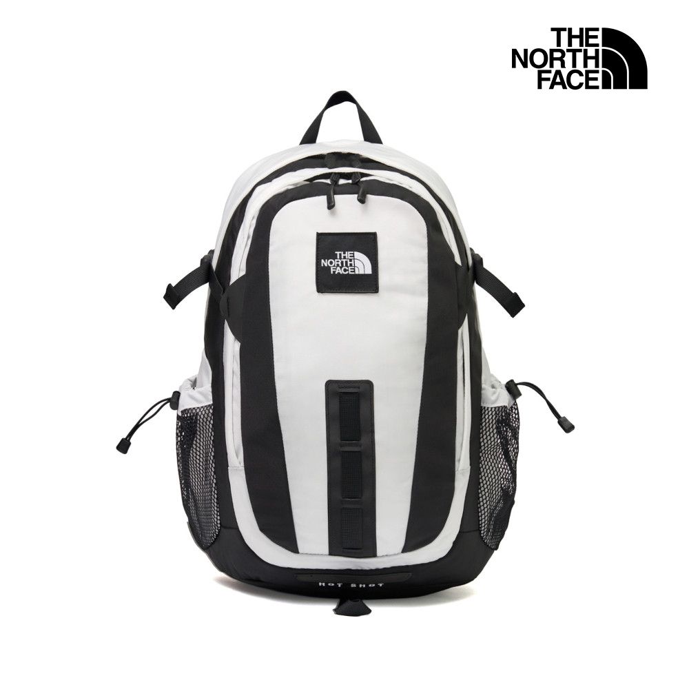 【The North Face 官方旗艦】北面男女款黑白拼接DWR防潑水休閒後背包｜3KYJLA9 筆電包/登山包